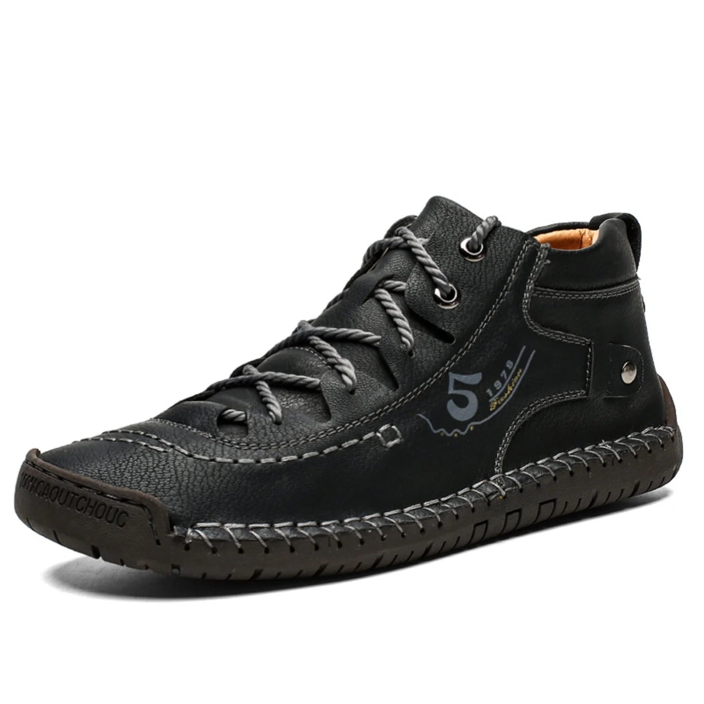 LASUDRAA Mens Shoes Casual Leather Ankle Boots Slip on Lightweight Mid Top Walking Loafers Shoes