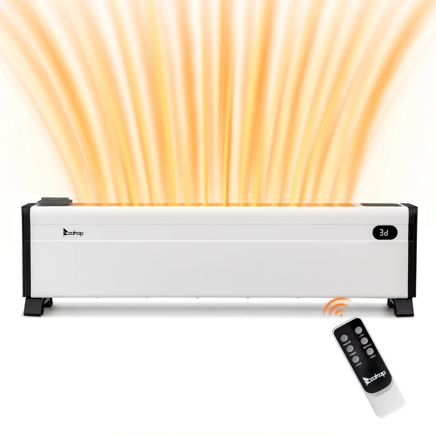 Ktaxon 32" Baseboard Heater, 1500W Electric Baseboard Space Heater with 3 Heat Settings, Remote Control, Built-in Humidifier, 12H Timer, Tip-Over Switch, for Indoor Bedroom Office Home, White