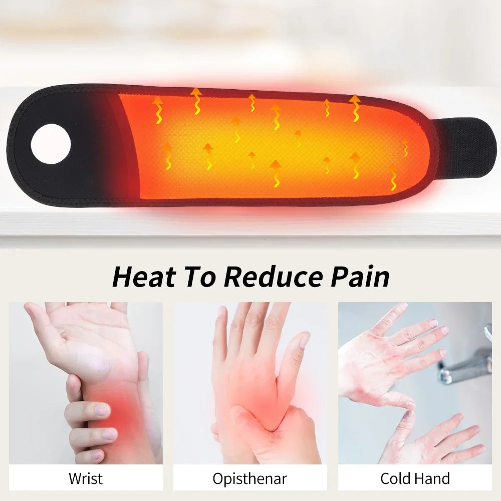 Wrist Heating Pad Wrap,Heated Wrist Brace,Heat Therapy for Carpal Tunnel Relief Sprains,Swelling,Tendonitis Hand Pain,6-speed Massage Hot Compress Moxibustion,Unisex,Blue