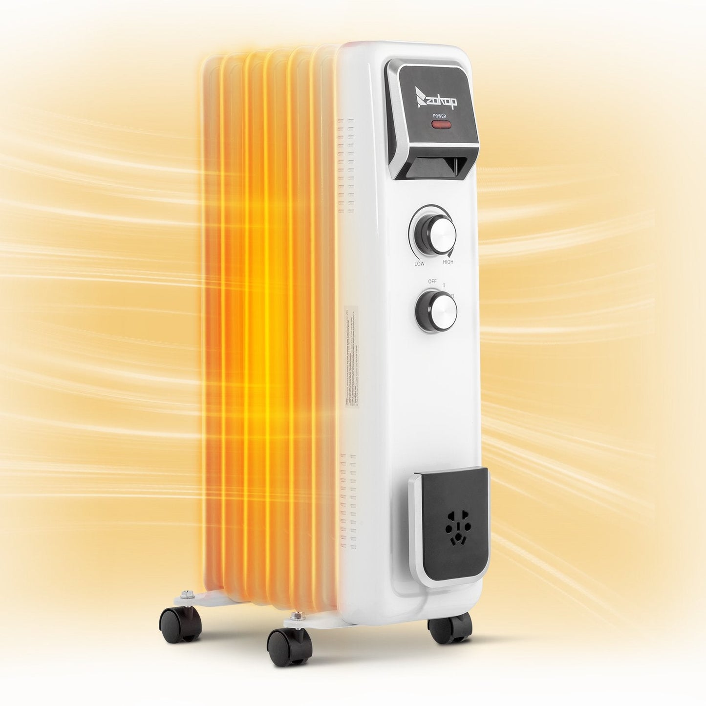 Ktaxon 1500W Portable Electric Space Heater with Adjustable Thermostat, 3 Heat Settings, Overheat and Tip-Over Protection, for Indoor Bedroom Office Home, White