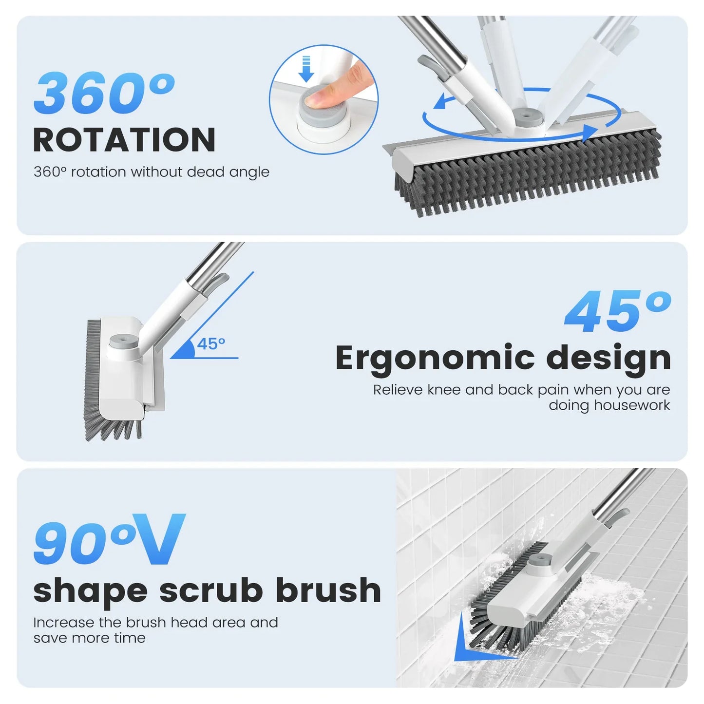 2 in 1 Scrub Brush Floor Brush with Long Handle