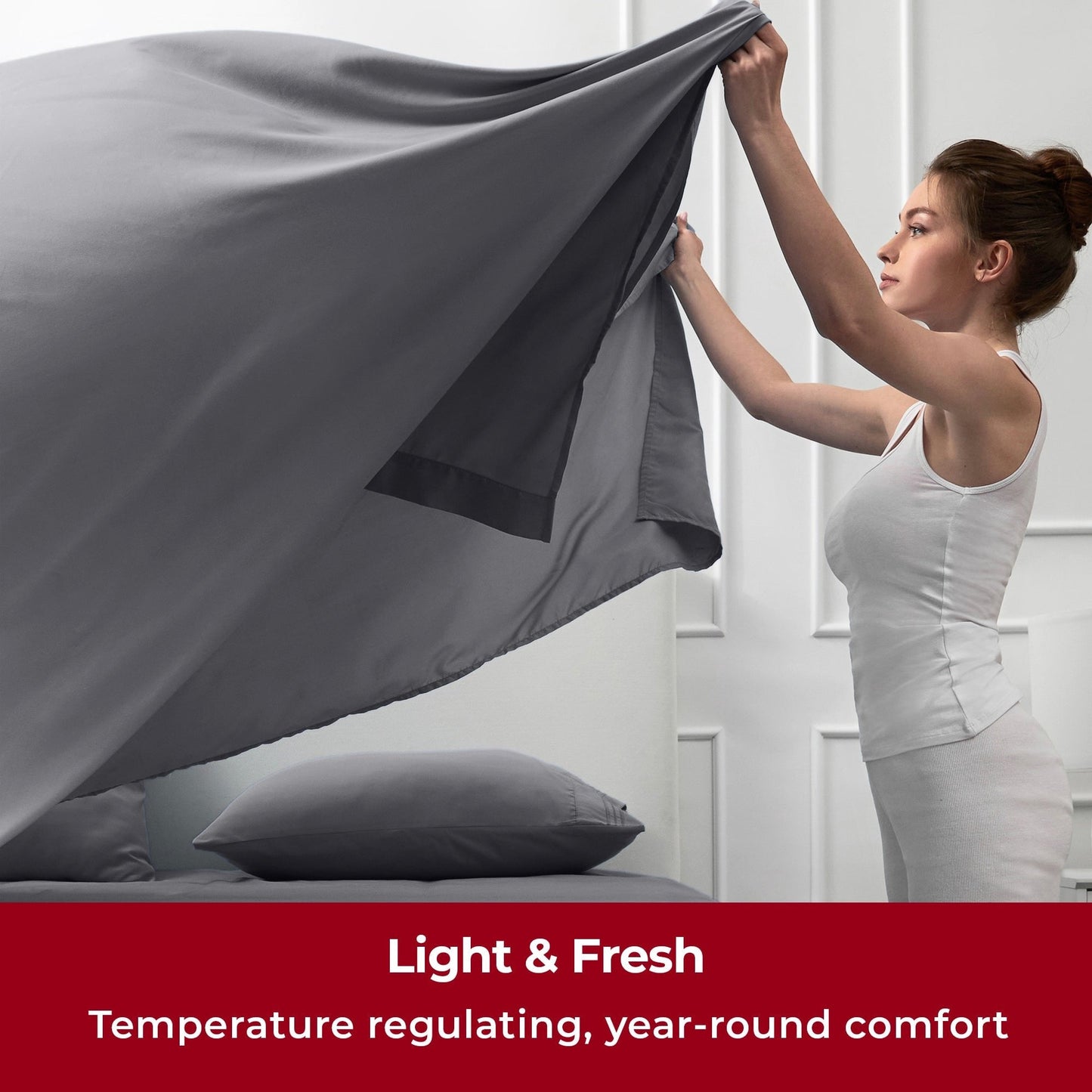 Soft Sheet Set - Luxury 4 Piece Bed Sheets for Queen Size Bed, Secure-Fit Deep Pocket Sheets with Elastic, Breathable Hotel Sheets & Pillowcase Set