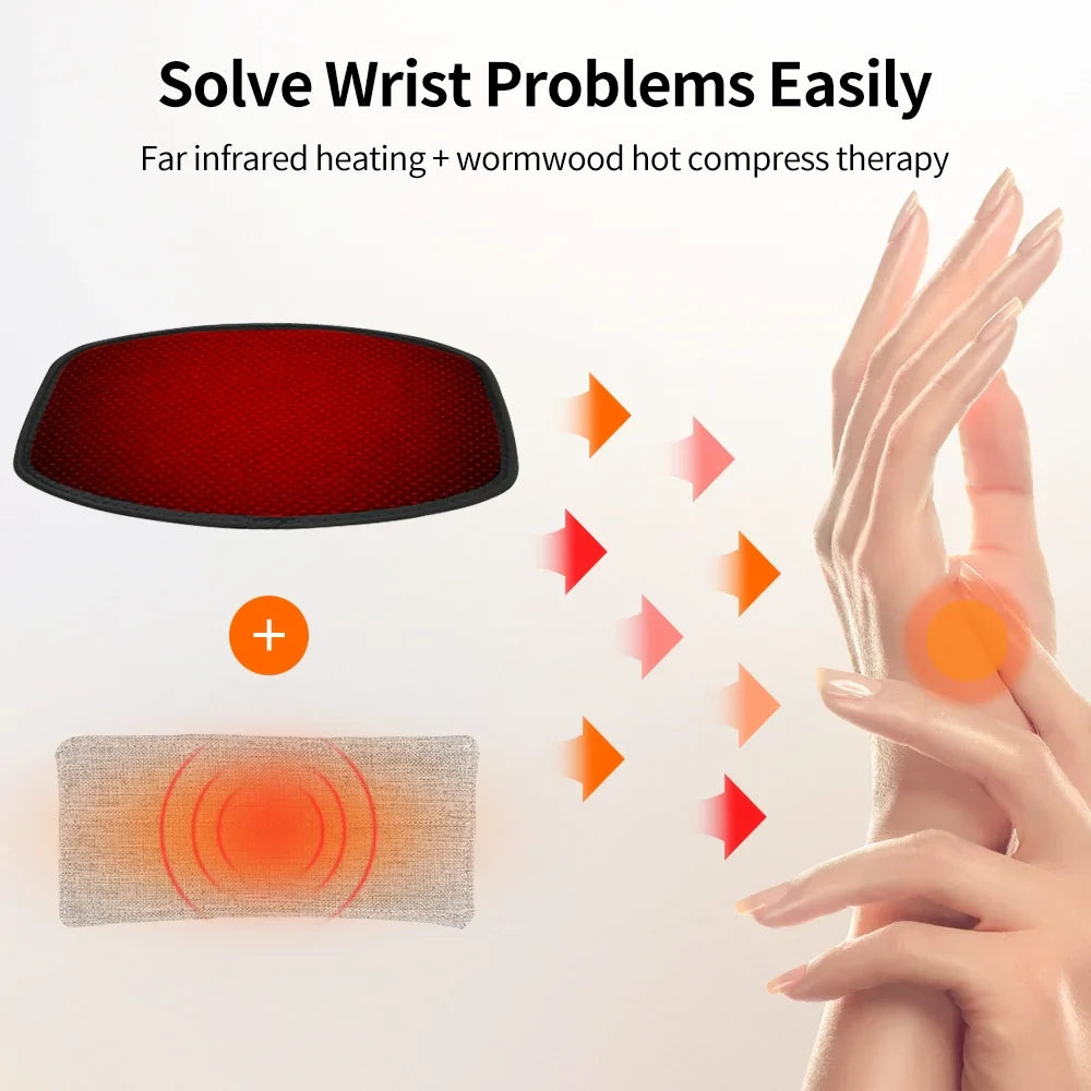 Wrist Heating Pad Wrap,Heated Wrist Brace,Heat Therapy for Carpal Tunnel Relief Sprains,Swelling,Tendonitis Hand Pain,6-speed Massage Hot Compress Moxibustion,Unisex,Blue