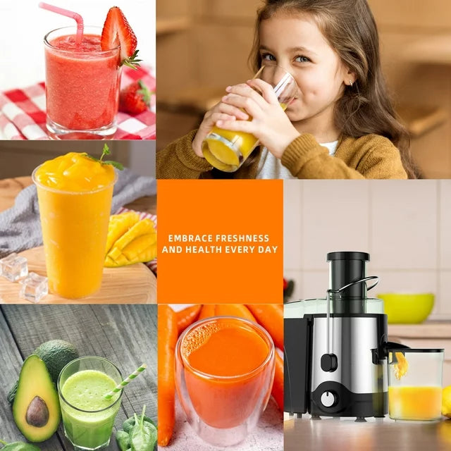 VAVSEA Juicer Machine 600W, Juice Extractor, Anti-Drip Press Centrifugal Juicer with Big Mouth 3" Feed Chute for Whole Fruit Vegetable, BPA-Free, Easy to Clean