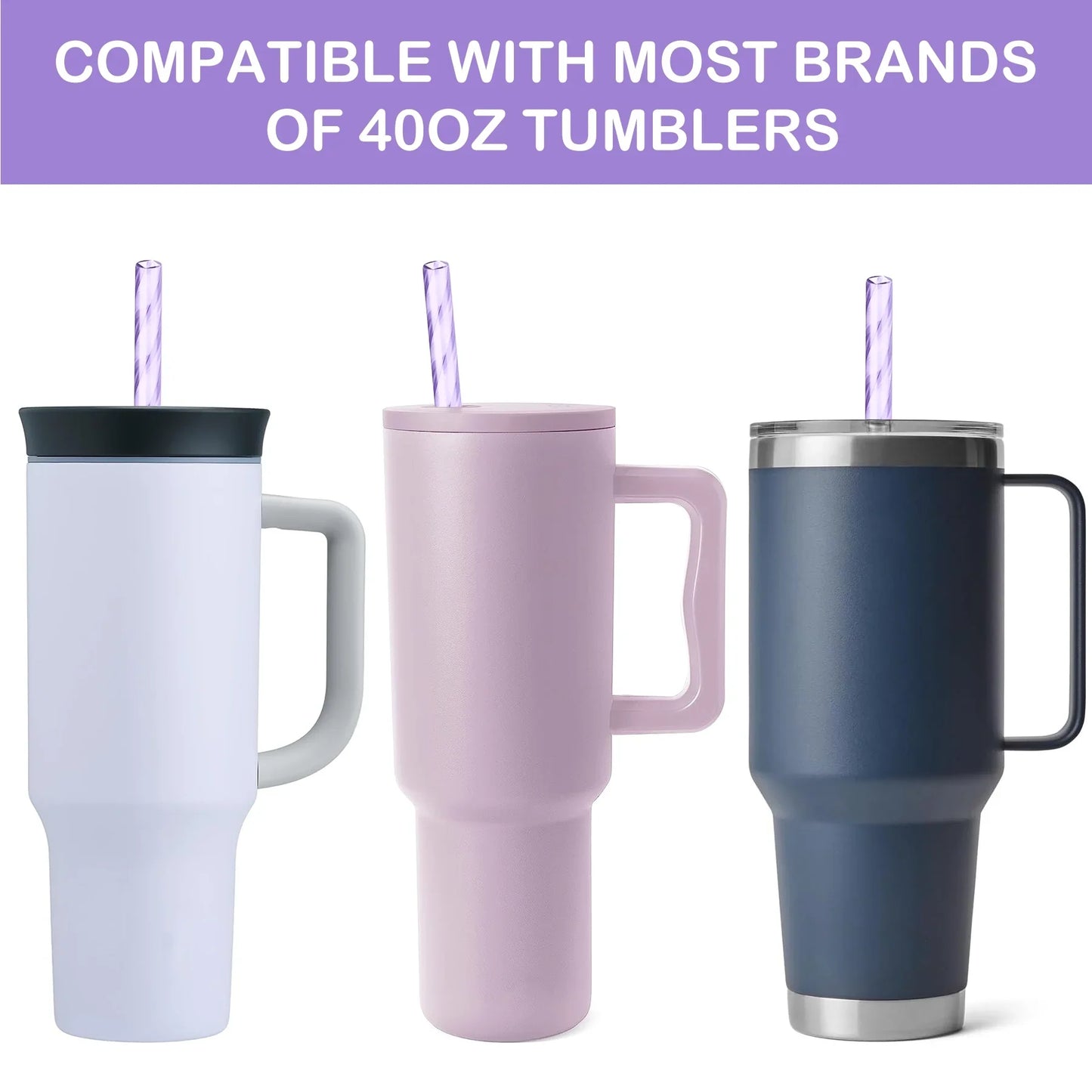 NiHome 12PCS Wave Pattern Plastic Drinking Straws for Stanley 40oz Tumbler with 2 Cleaning Brushes, 12" Long Durable PETG BPA-Free & Non-Toxic for Water, Cold Drinks, Milkshakes(Mixed Colors)