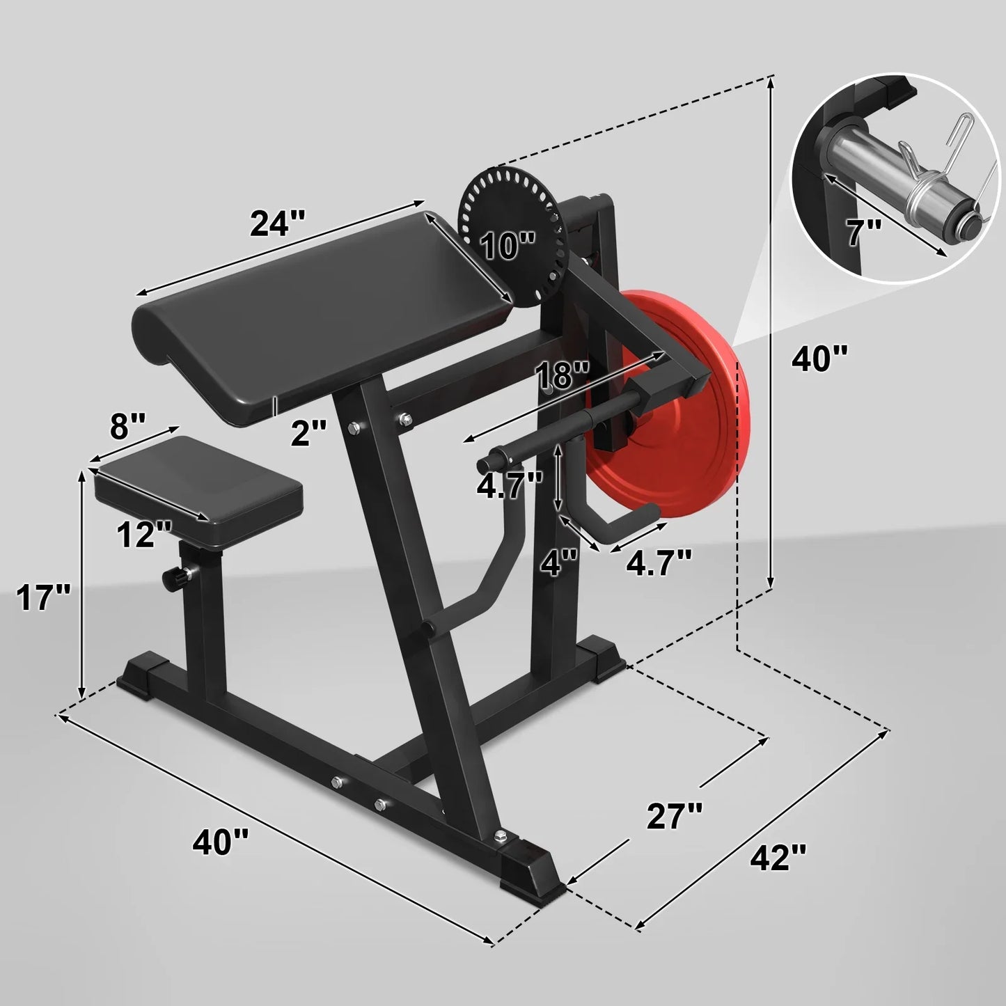 Syedee Bicep Curl and Tricep Press Extension Machine , Adjustable Seat, 2 in 1 preacher curl machine with Isolation Training for Home Gym Workout Station