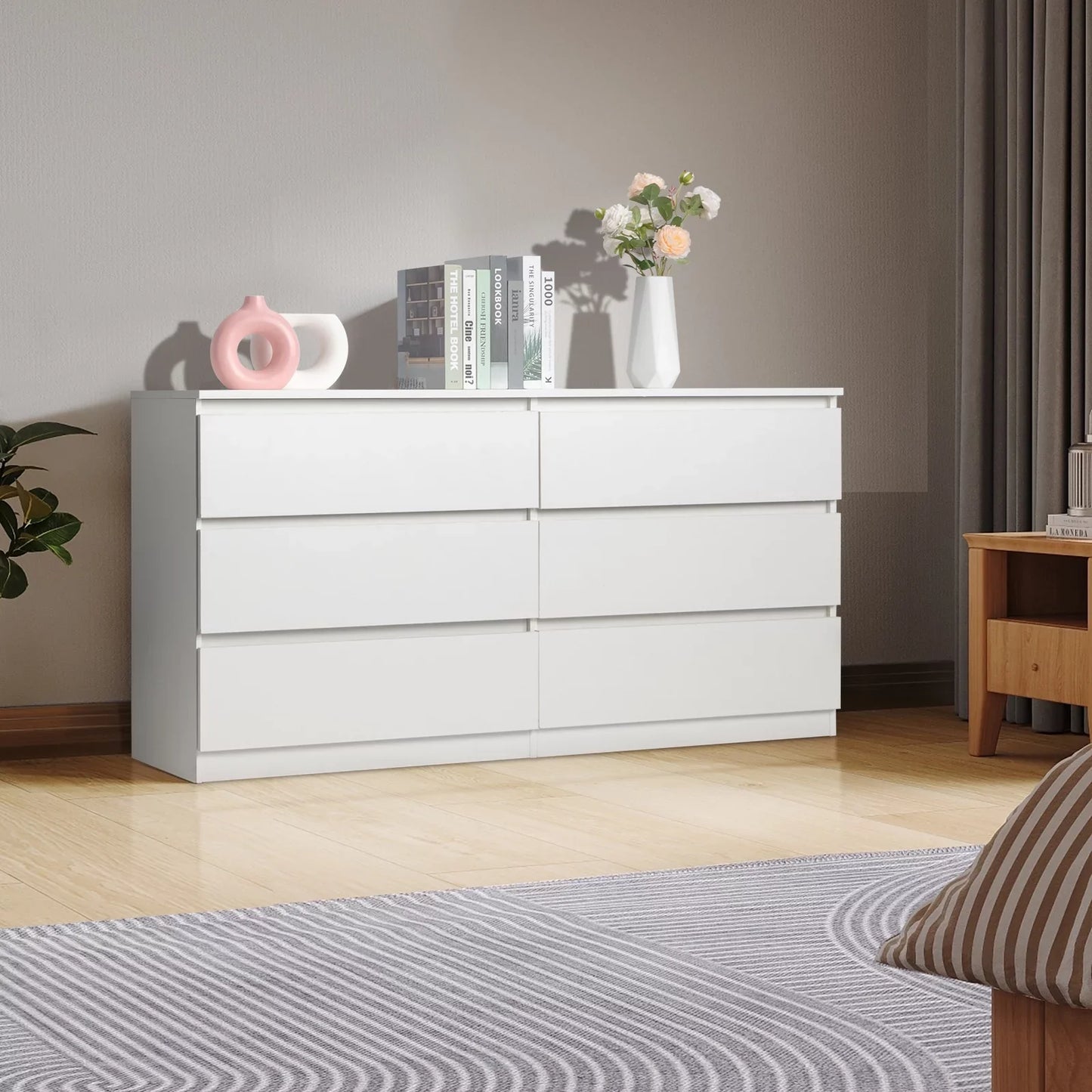 Ktaxon 6 Drawer Double Dresser, Kids Dresser, Nursery Dresser Drawer Organizer, Chest Of Drawers, White