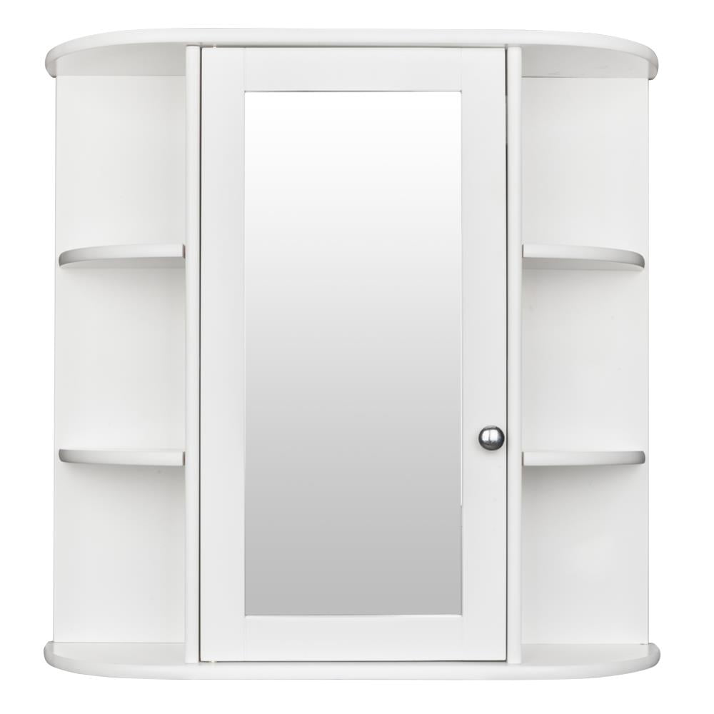Ktaxon Wooden Bathroom Medicine Cabinet with Mirror Door & 8 Shelves, Wall Mounted Storage Organizer, White