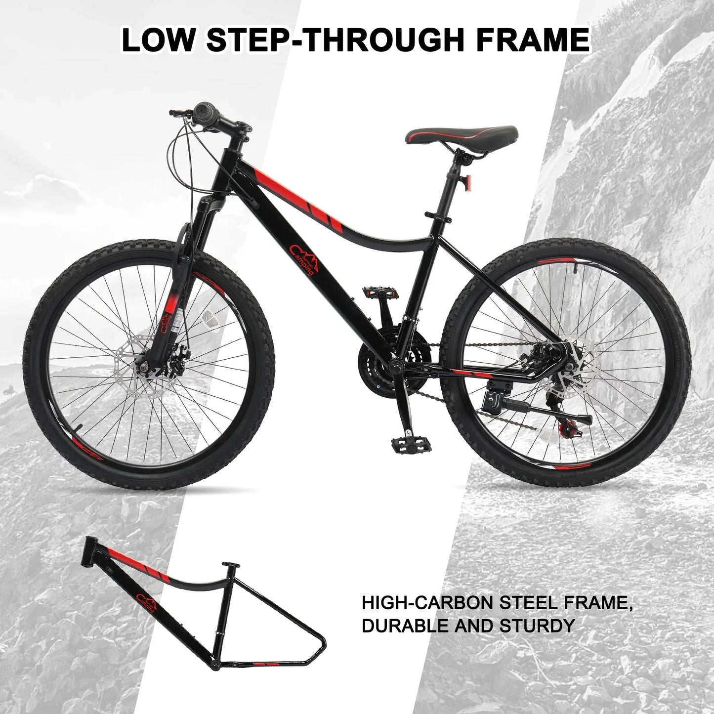 Ktaxon 24" Mountain Bike with Shimano 21 Speed, Disc Brakes, Kids Bicycles for Boys Girls