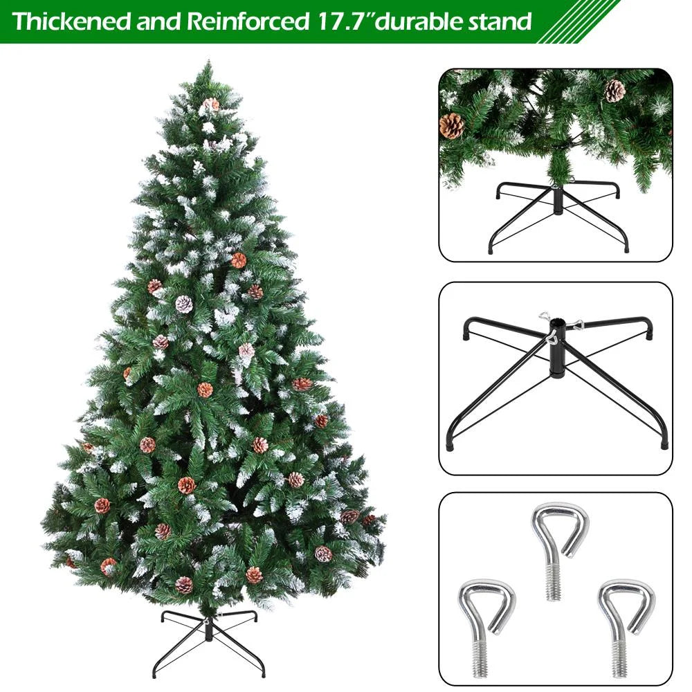 Ktaxon 6ft Upgrade Pinecones Christmas Tree, Flocked Snow Trees Decoration Unlit, 920 Branch Tips, Green