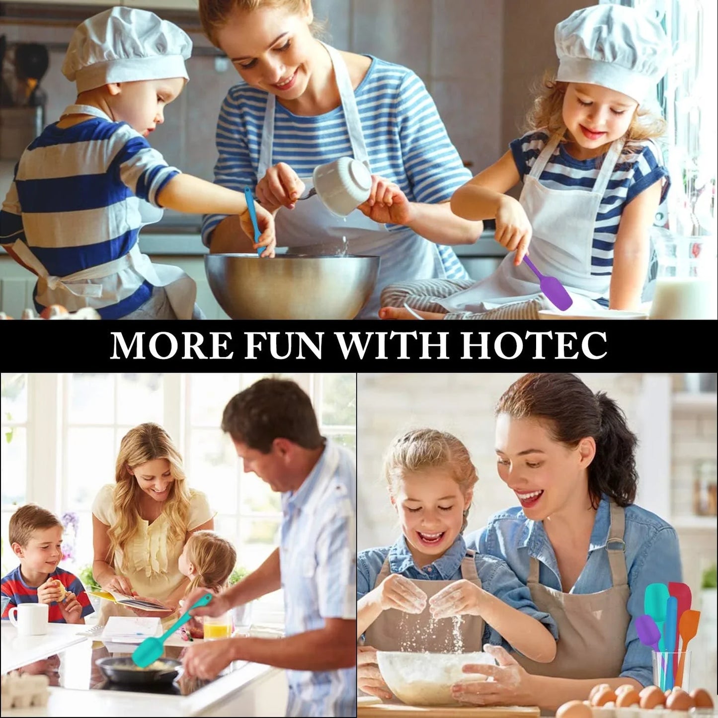 Food Grade Silicone Rubber Spatula Set for Baking, 5 Pcs Cooking, and Mixing High Heat Resistant Non Stick Dishwasher BPA-Free Multicolor