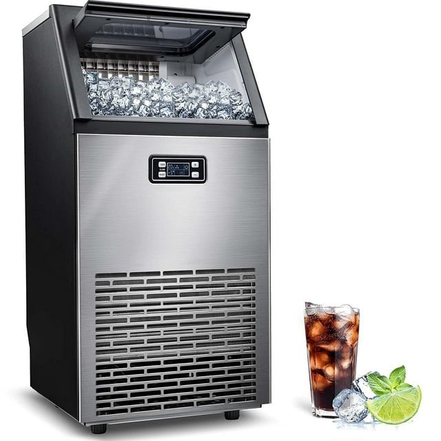 100Lbs/24H Commercial Ice Maker, 45 Cubes in 11 Mins, Stainless Steel, Auto Clean, Under Counter for Home/Bar Use, Auseo