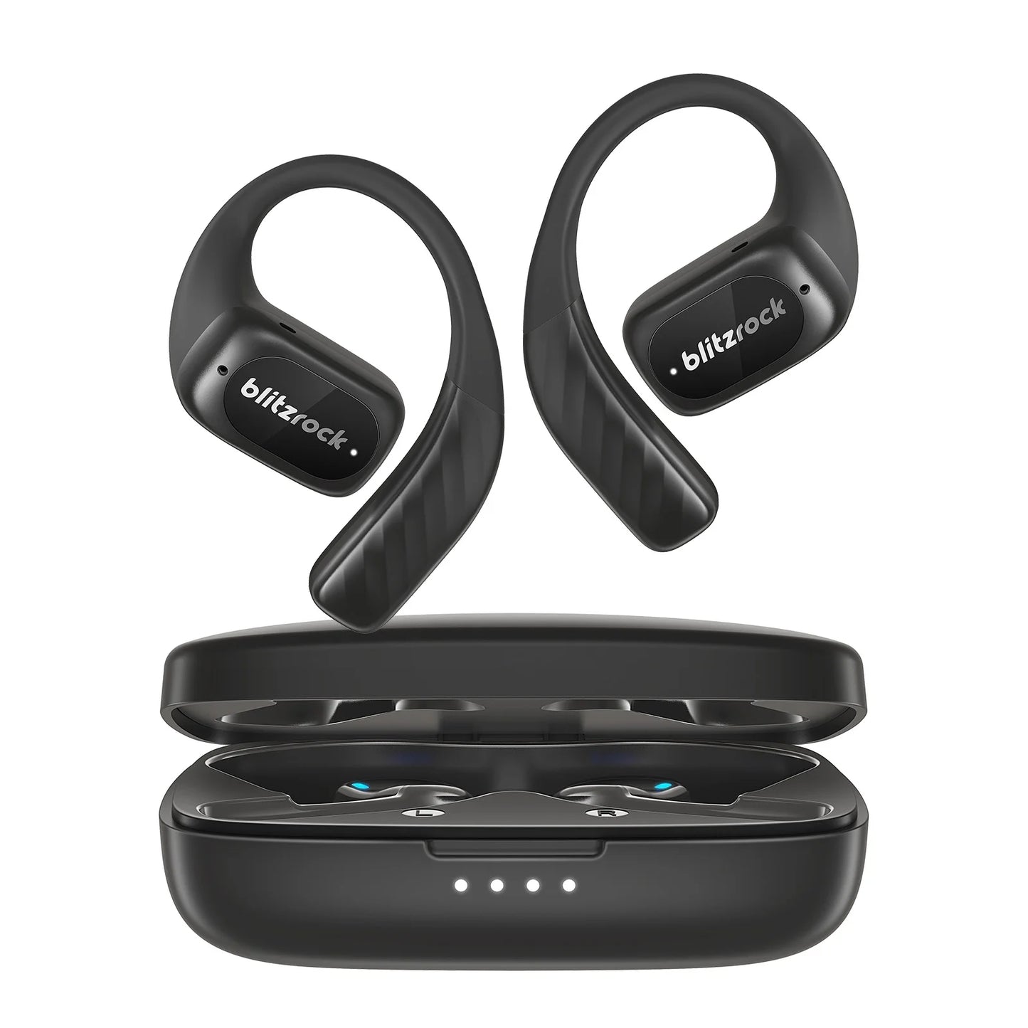 BlitzRock Open Ear Wireless Earbuds, APP Support, Deep Bass, Bluetooth V5.4 Headphone, IPX5 Waterproof Sport Earphone