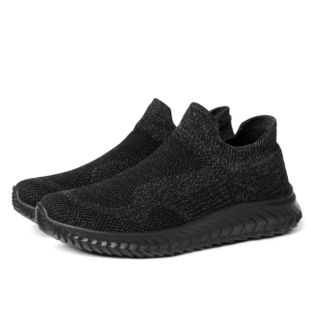 LASUDRAA Mens Walking Shoes Slip on Sneakers Running Tennis Lightweight Breathable Fit Socks Shoes