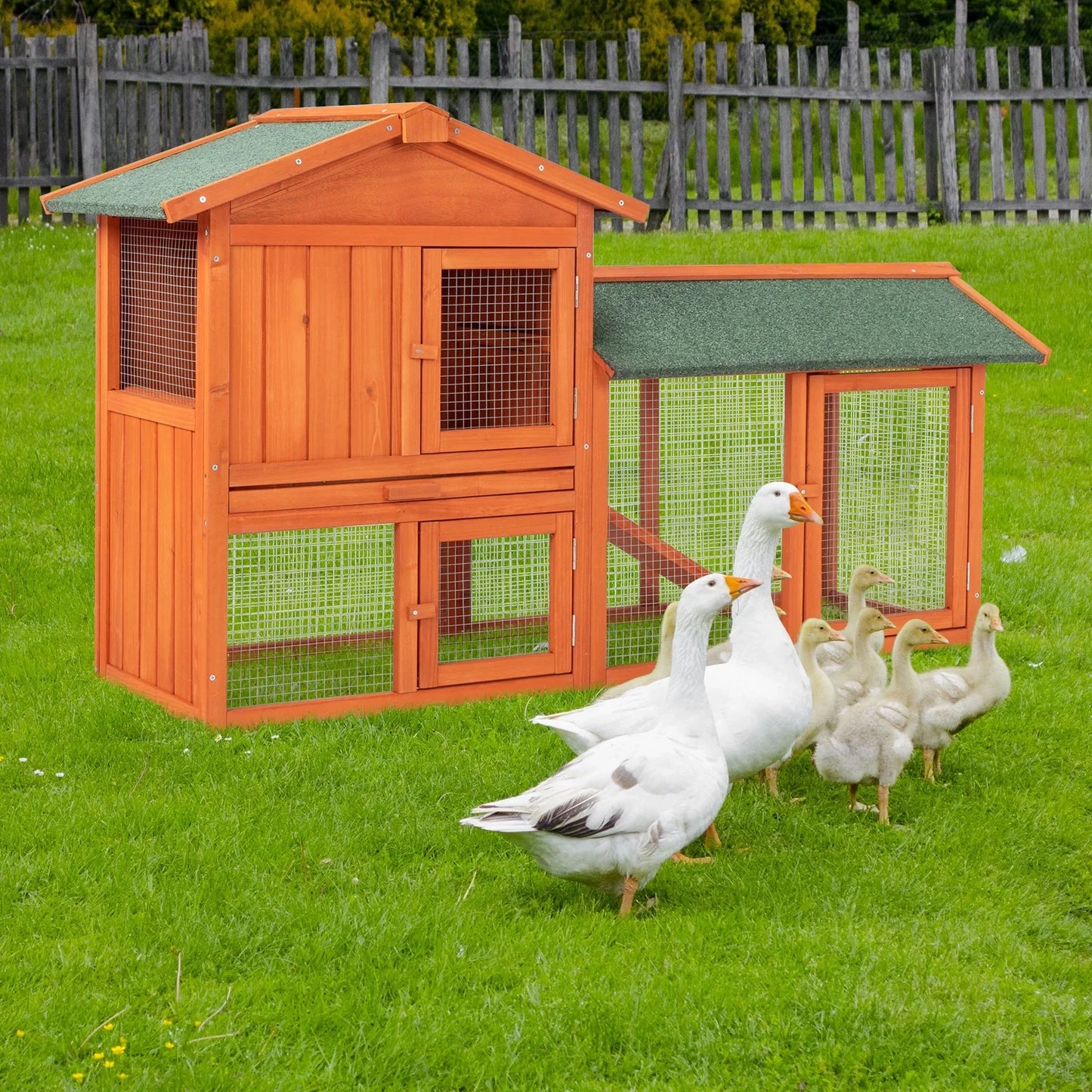 Zimtown 61" L Wooden Chicken Coop Hen House Rabbit Hutch Poultry Cagem, Brown