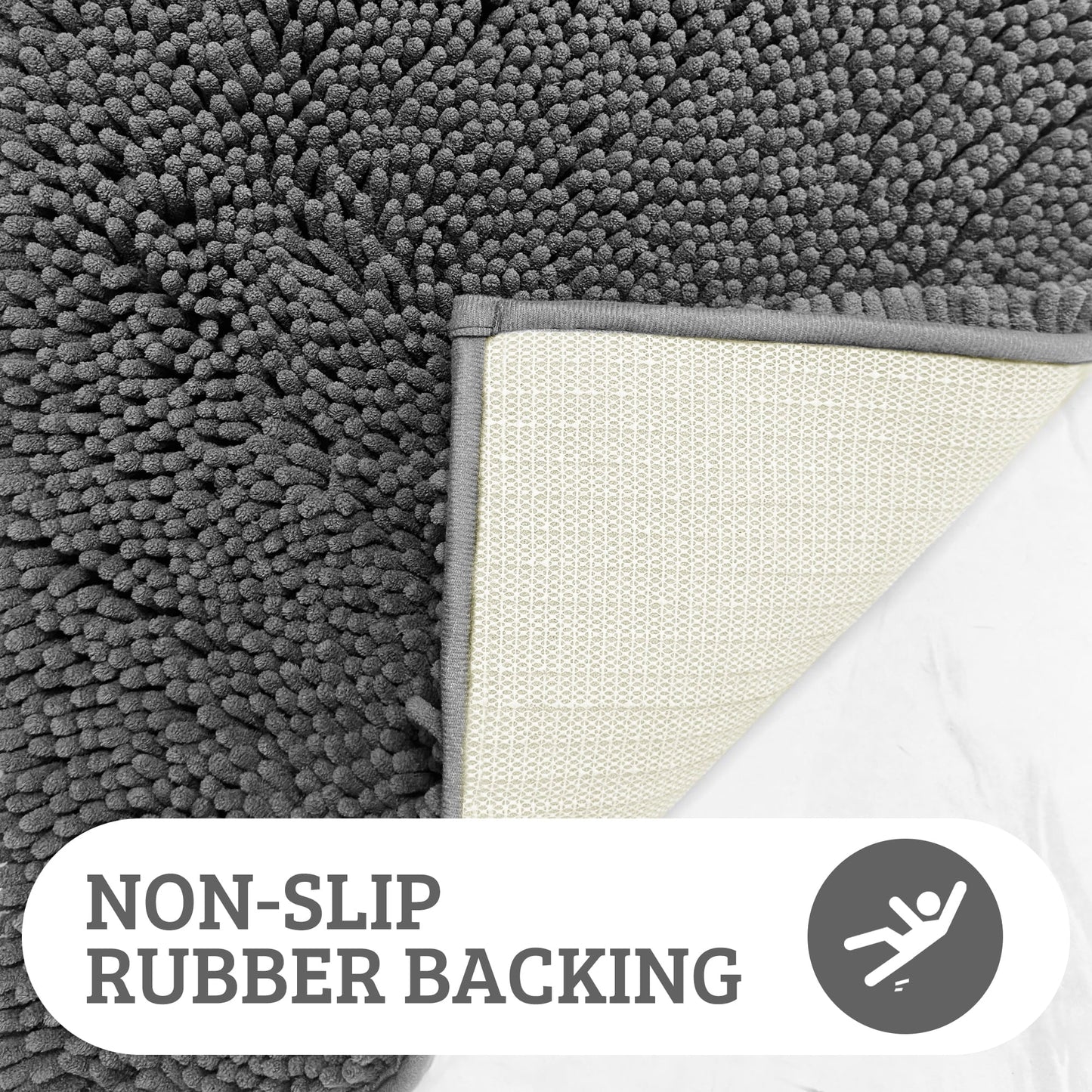 GTNSHUAI Extra Thick Luxury Chenille Bathroom Rug, Non-Slip Absorbent Bath Mat, 16 x 24, Dark Gray