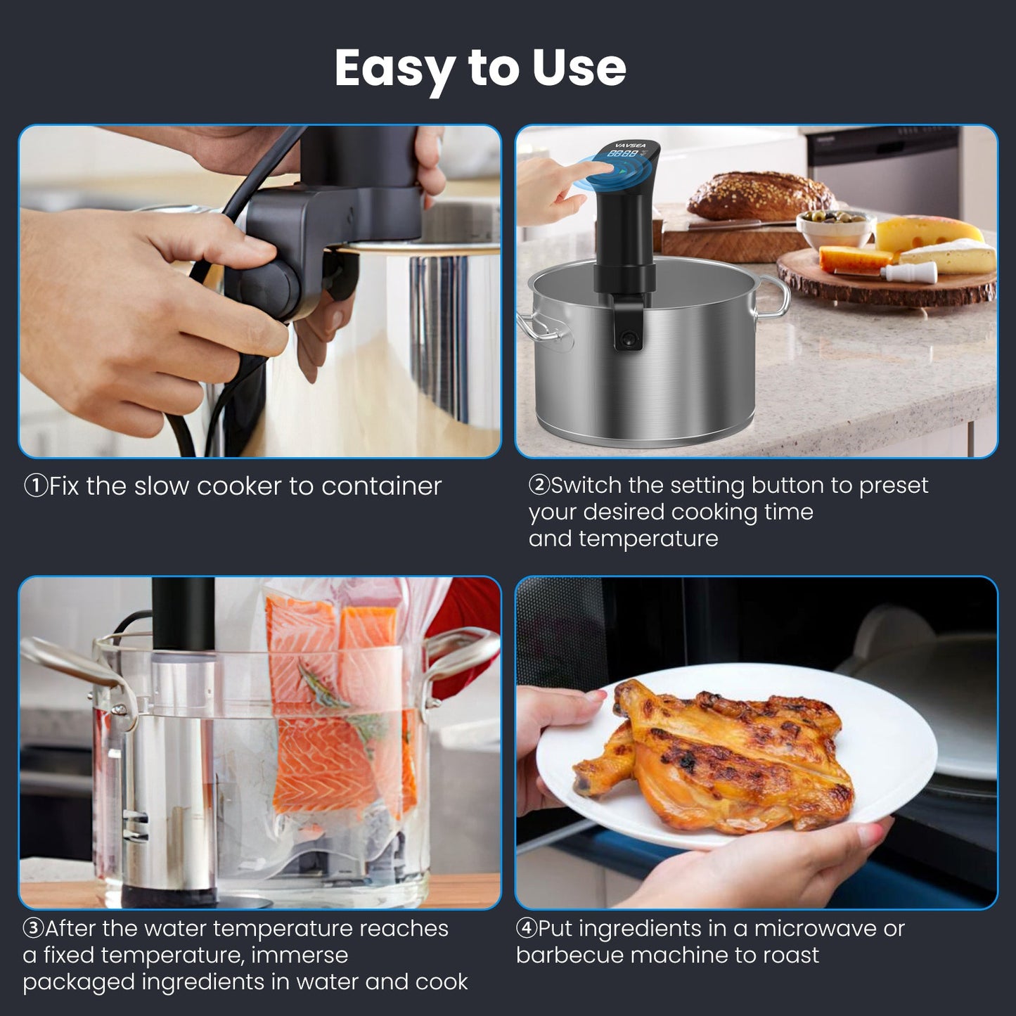 Sous Vide Machines, Precision Cooker, Waterproof Immersion Circulator with Digital Touch Screen and Accurate Temperature Time Control, Sous Vide Device for Home Kitchen