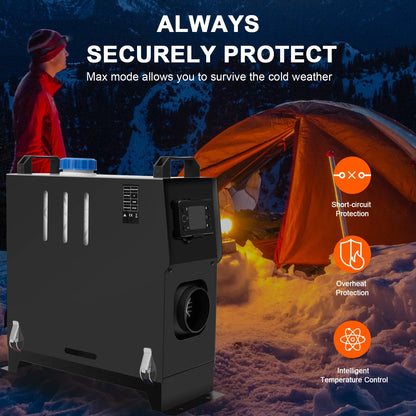 Jacgood 12V 8KW Diesel Air Heater, Diesel Heater All in One with LCD Display, Remote Control, Silencer, Fast Heating for RV Truck, Boat, Camper, Car Trailer, Motorhomes, Caravans，Black