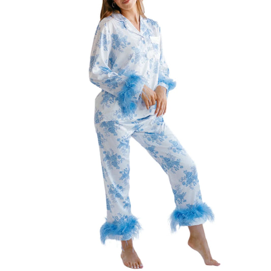 Pajamas Set Women's Long Sleeve Tops Sleepwear Soft Satin Silk Button Down Loungewear Comfy Pjs Shorts Set Homewear