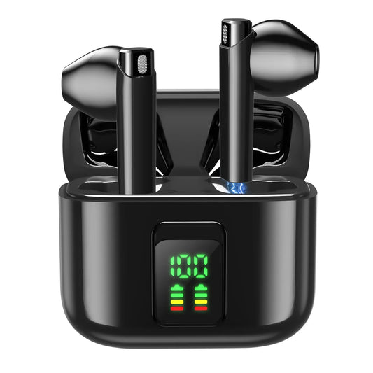 Wireless Earbud Bluetooth 5.3 Headphones 50H Playtime Stereo Bass Ear Buds, in-Ear Earphones with 4 ENC Mic LED Display Noise Cancelling Earbud, Bluetooth Earbud IP7 Waterproof Sport for Android iOS