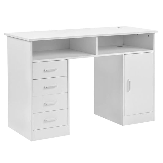 Ktaxon Wood Computer Desk Office Black Laptop PC Work Table Home Drawer & Keyboard Tray,White