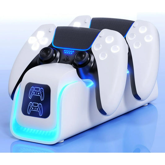PS5 Controller Charger,PlayStation Charging Dock for PlayStation 5 Dualsense Edge with 6 LED & RGB Mode,Overcharge Protection Fast Controller Charging Station Stand Skin with Cable for Game Console