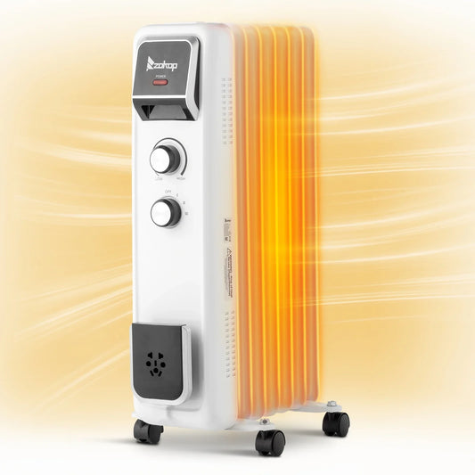 Ktaxon 1500W Portable Electric Space Heater with Adjustable Thermostat, 3 Heat Settings, Overheat and Tip-Over Protection, for Indoor Bedroom Office Home, White