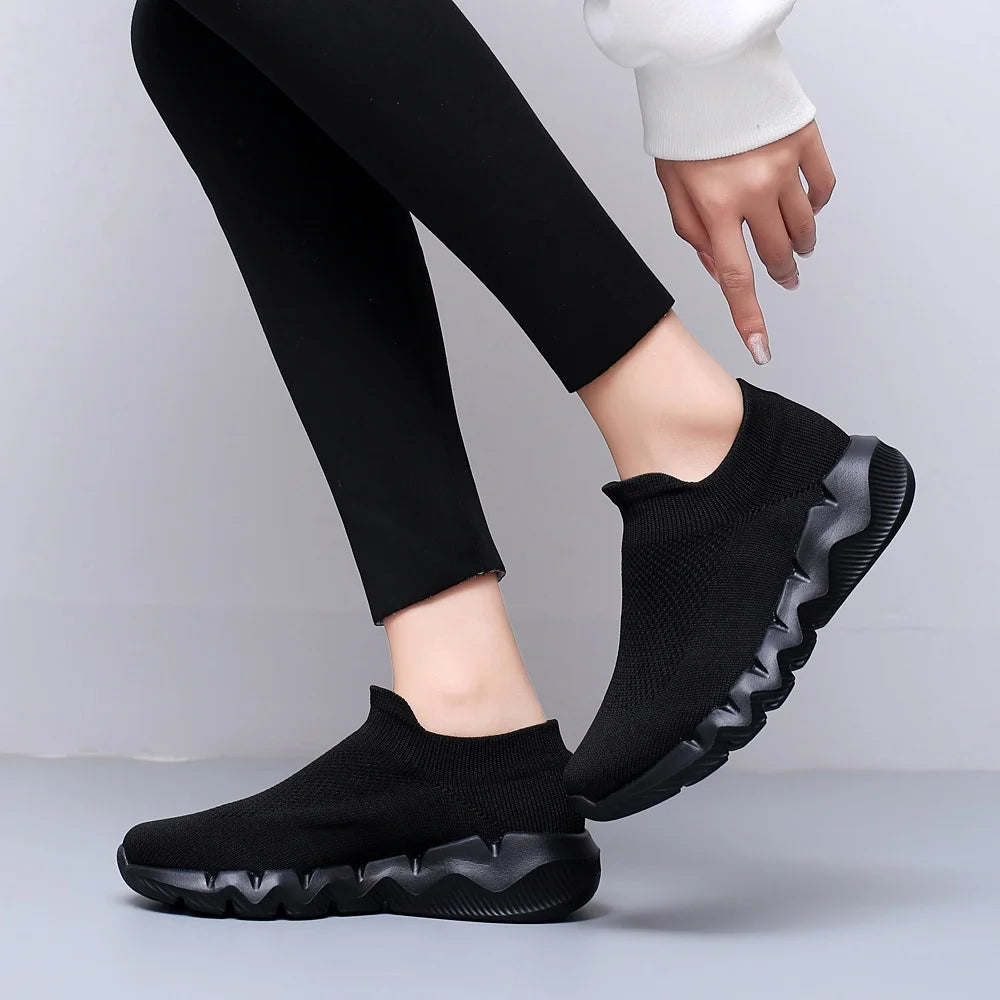 LASUDRAA Women Walking Shoes Casual Slip on Tennis Sneakers Comfort Athletic Gym Shoes for Ladies