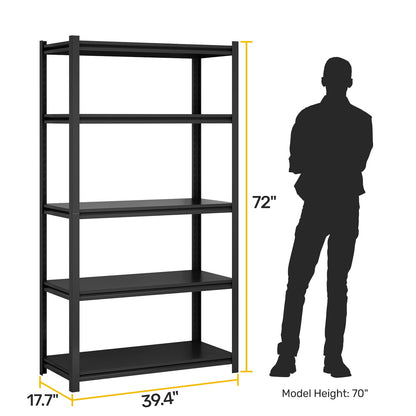 Ktaxon Heavy Duty Wire Shelving, 5-Shelf Adjustable Kitchen Garage Storage Rack, Industrial Metal Shelving Unit, 2500LBS Capacity for Pantry Basement, 39"W x 18"D x 72"H, Black