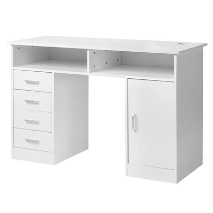Ktaxon Wood Computer Desk Office Black Laptop PC Work Table Home Drawer & Keyboard Tray,White