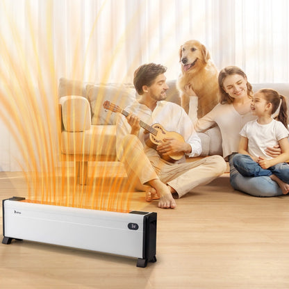 Ktaxon 32" Baseboard Heater, 1500W Electric Baseboard Space Heater with 3 Heat Settings, Remote Control, Built-in Humidifier, 12H Timer, Tip-Over Switch, for Indoor Bedroom Office Home, White