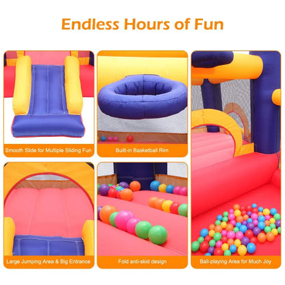 Ktaxon Kids Inflatable Bouncer House Jumper Castle with 350W Air Blower for 2 to 8 Years Old Childrens