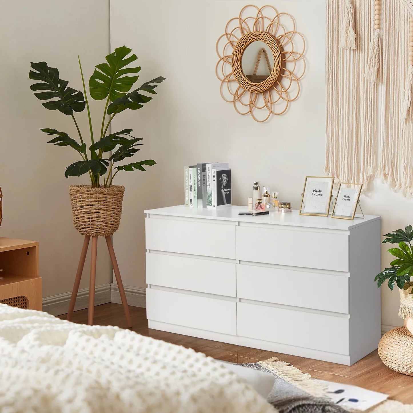 Ktaxon 6 Drawer Double Dresser, Kids Dresser, Nursery Dresser Drawer Organizer, Chest Of Drawers, White