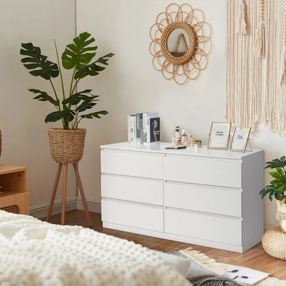 Ktaxon 6 Drawer Double Dresser, Kids Dresser, Nursery Dresser Drawer Organizer, Chest Of Drawers, White