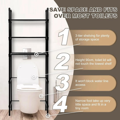 ARCTICICE 3-Tier Over Toilet Storage Rack for bathroom kitchen organizer, Black