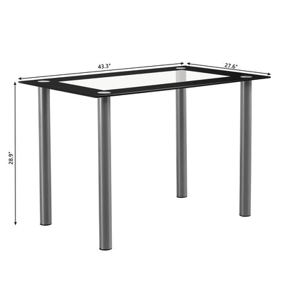 Ktaxon 5 Piece Glass Dining Table Set With 4 Faux Leather Chairs Dining Furniture Black