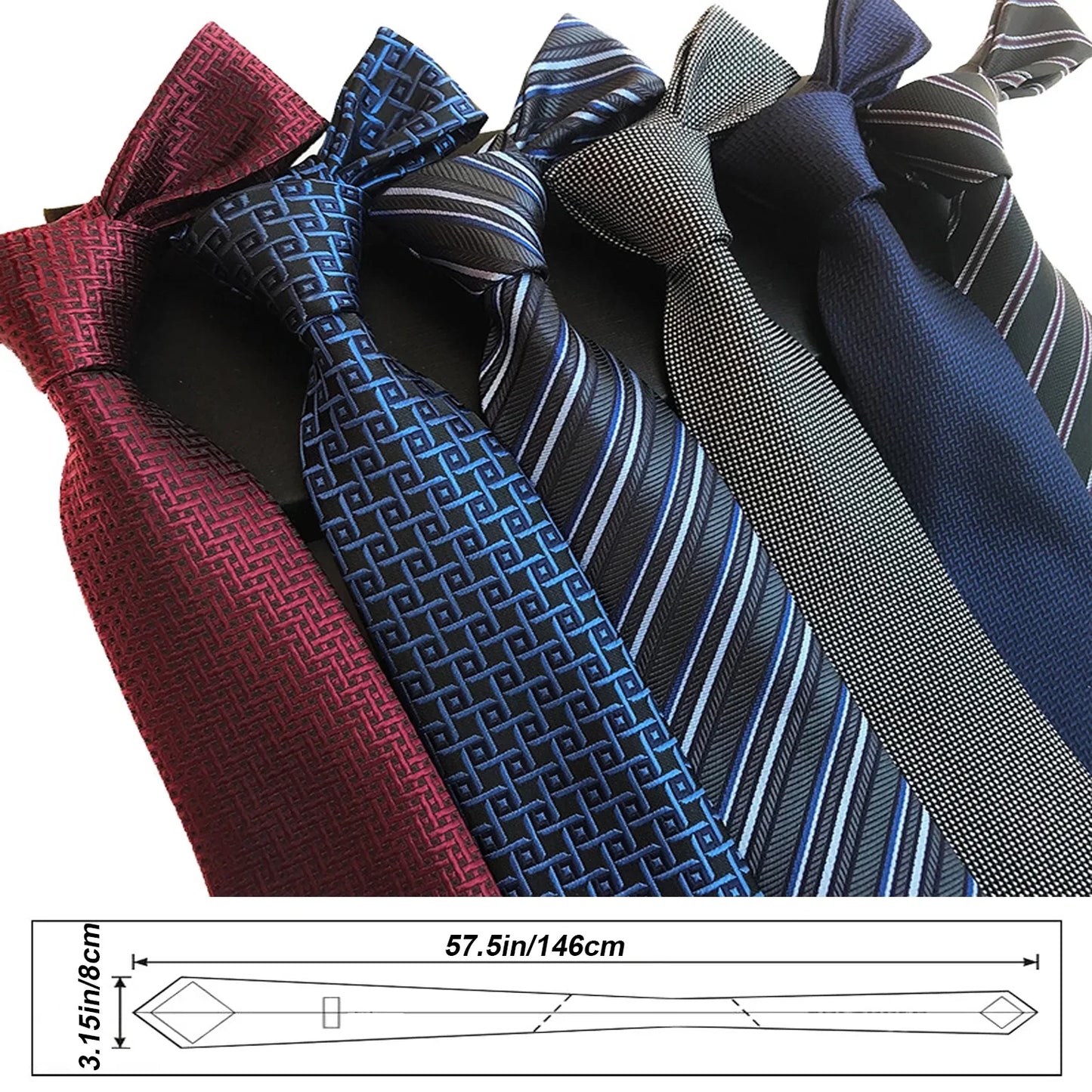 Men's Necktie Set Classic Silk Polyester Tie Woven Stripe Jacquard Neck Ties for Office Wedding Casual (6 PCS)