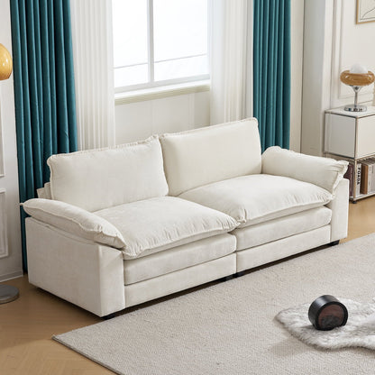 Ktaxon Sectional Sofa L Shaped Couch with Chaise Living Room Sleeper Set, 2 Seats with Chenille and Double Layer Cushions 86" W Beige