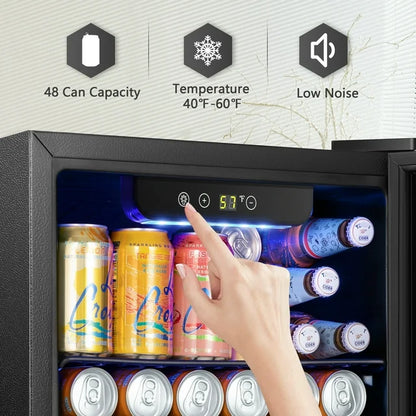 Moifoi 12 Bottle Wine Cellar, Mini Fridge w/ Glass Door and Adjustable Removable Shelves, for Home /Office, 1.3 Cu.ft.
