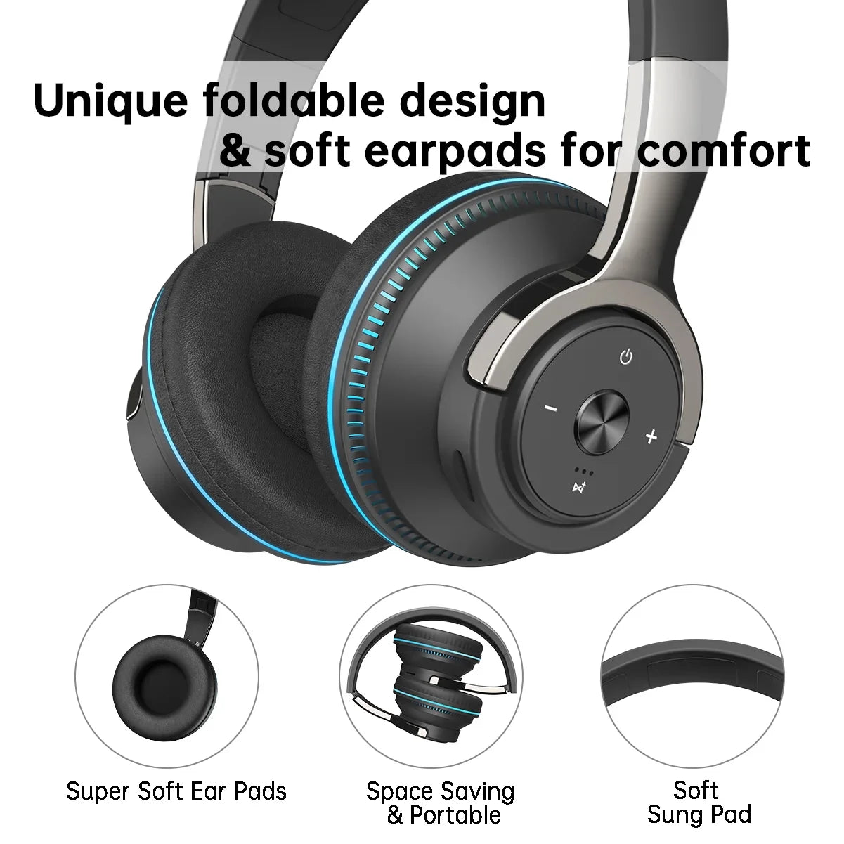 XUEYU Wireless On-Ear Headphone, Upgrade Bass HiFi Stereo Wireless Heaset, Black