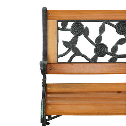 Ktaxon 49" Patio Furniture Rose Style Park Hardwood Bench Bronze, Wooden Bench, Outdoor Bench for Garden, Entrance, Lawn, Park