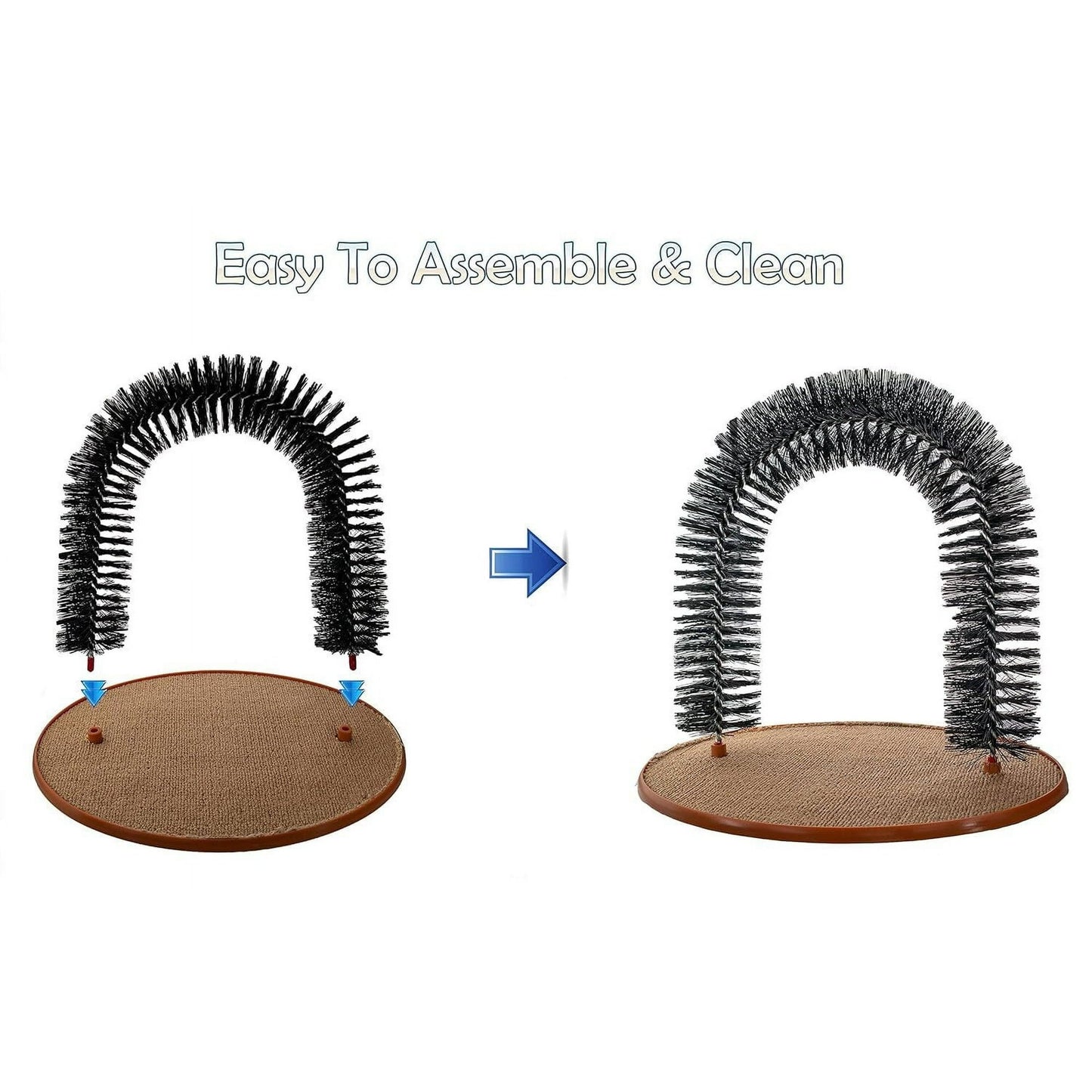 Cat Self-Groomer Arch, Cat Back Scratcher Cat Brush, Bristle Ring Brush Cat Arch with Carpeted Base, Back Scratcher and Massager for All Size Cats