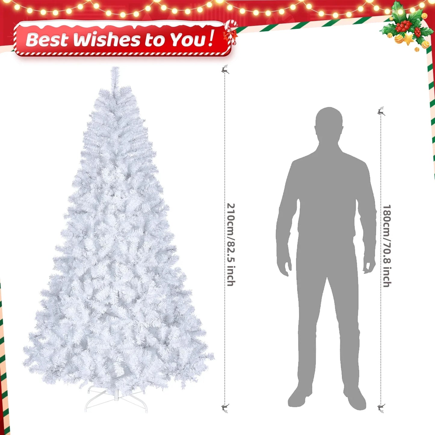 Ktaxon 7ft Pre-lit Artificial Christmas Tree with Remote Control, Full Prelighted Xmas Tree with 500 LED Lights, 1346 Branch Tips& Auto Open White