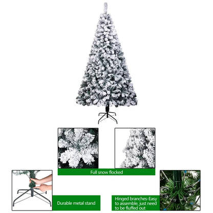 Ktaxon 7 Ft Prince Flocked Artificial Christmas Tree Unlit, Xmas Tree Home Decoration, Automatic Open