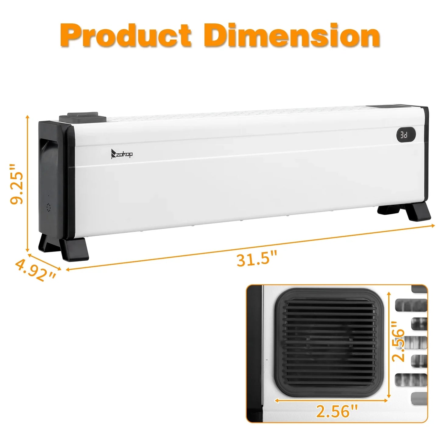 Ktaxon 32" Baseboard Heater, 1500W Electric Baseboard Space Heater with 3 Heat Settings, Remote Control, Built-in Humidifier, 12H Timer, Tip-Over Switch, for Indoor Bedroom Office Home, White
