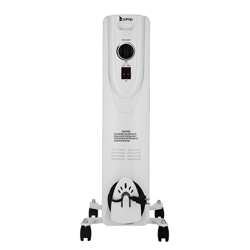 Ktaxon Filled Radiator Heater, Small Portable Space Heater with Adjustable Programmable Thermostat, Quiet, Overheat Protection, 6 Oil Heating Fins, 700W Mini Heater for Home Office White