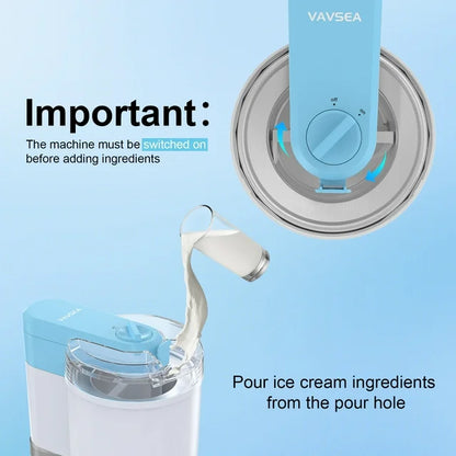 Ice Cream Maker, Frozen Yogurt Machine, for Homemade Gelato, Sorbet, Electric Soft Serve Maker, 1 Quart, Blue