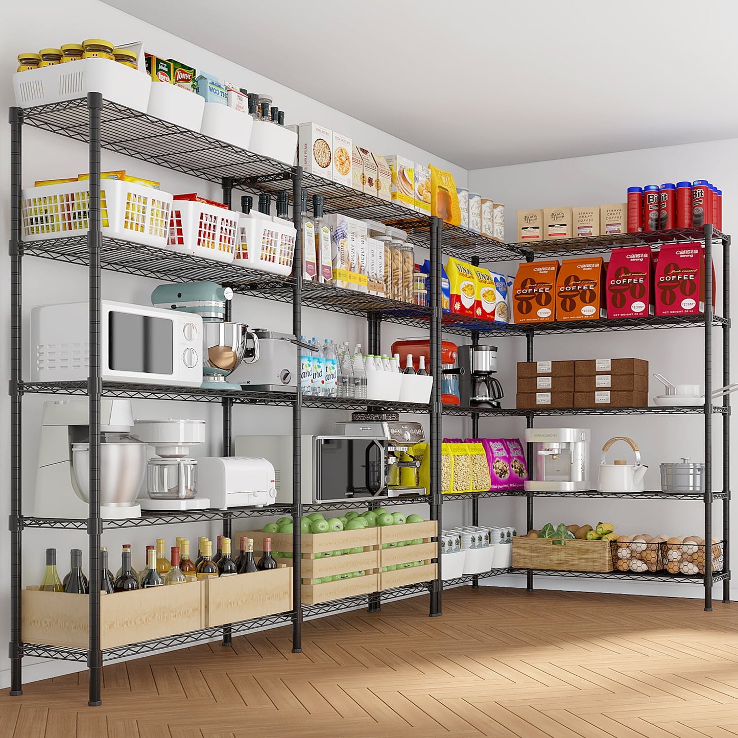 Ktaxon 1500LBS Heavy Duty Wire Shelving, 10-Tier Steel Garage Storage Rack, Adjustable DIY Metal Commercial Shelving for Garage Pantry Storage Organizer, 58"W x 13.8"D x 71"H