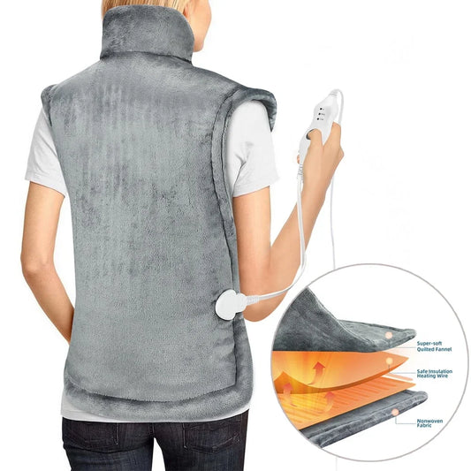 Extra Large Full Back Shoulders and Neck Heating Pad 40"x24", Fast Heating Wrap with Auto Shut off for Back, Neck and Shoulder, Abdomen, Electric Heating Pad for Pain Relief, Easy to Clean(Gray)