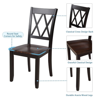 Churanty Farmhouse Wood 5 Pieces Dining Table Set for 4,Rectangle Kitchen Table Set with 4 Chairs,Black+Cherry